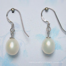 Boucles d&#39;oreilles en perles cultivées en eau douce de 925 Silver Drop (ER1440)